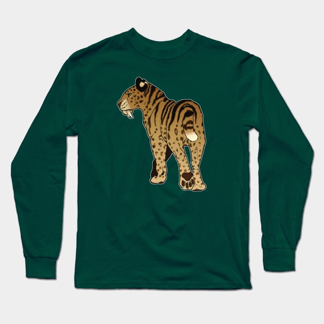 Striped Smilodon Long Sleeve T-Shirt by TehNessa